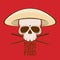 Asian street food skull with hat and chopsticks