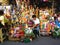 Asian street vendor selling different religious items outside of quiapo church in quiapo, manila, philippines in asia