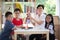 Asian Students and teach study biology scicence in outdoor classroom