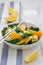 Asian style healthy spinach, avocado and orange salad with ginger-vinegar dressing