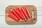 Asian surimi appetizer sticks. Wooden background