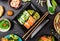 Asian Sushi variation with many kinds of meals.