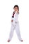 Asian taekwondo girl on with background.