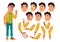 Asian Teen Boy Vector. Teenager. Active, Expression. Face Emotions, Various Gestures. Animation Creation Set. Isolated