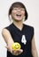 Asian teen girl with happy ball