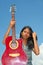 Asian teen with guitar