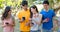 Asian teenagers use smartphone