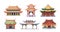 Asian temples and palaces set. Traditional ancient chinese style buildings japanese ritual pagodas korean noble houses