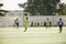 Asian thai children playing futsal in tournament at futsal pitch