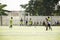 Asian thai children playing futsal in tournament at futsal pitch