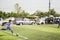 Asian thai children playing futsal in tournament at futsal pitch