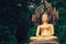 Asian Thai Golden Buddha sitting with Naka snake