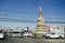 Asian thai people drive vehicle on traffic road go to work