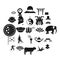 Asian things icons set, simple style