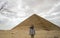 Asian tourist travel to Egypt Red Pyramid in saqqara architecture dream trip destination