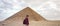 Asian tourist travel to Egypt Red Pyramid in saqqara architecture dream trip destination