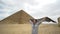 Asian tourist travel to Egypt Red Pyramid in saqqara architecture dream trip destination