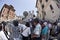 Asian tourists at Piazza Spagna in Rome, Italy.