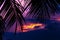 Asian tropic exotic sunset near palms and sea beach