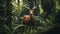 Asian unicorn or saola in nature in the forest Photo. Asian unicorn is a rare animal side view. Save saola. Horizontal photo