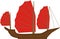 Asian Vietnam Junk boat, vector icon. Simple stylized cartoon ship clip art illustration.