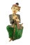 Asian vintage wood carving doll playing clarinet