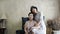 Asian wealthy family mother and daughter portrait in beautiful house