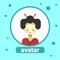 Asian Woman Avatar Icon Japanese Female In Traditional Costume Profile Portrait
