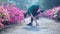 Asian woman beginner yoga training flamingo posture