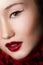 Asian Woman Close up With glamour make up and red