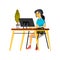 asian woman developing application on computer cartoon vector