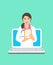 Asian woman doctor online consultation concept