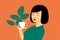 An asian woman drink coffee. Aromatic Bliss. An Asian Womans Coffee Journey. Generative AI