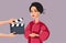 Asian Woman Filming Historical Tv Drama Vector Illustration