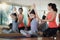 Asian woman fitness coach teach her student