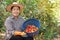 Asian woman gardener works at cashew garden