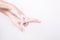 Asian woman hand are washing with soap bubbles on white background, Health and Lifestyle Concepts, Global Handwashing Day