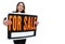 Asian Woman Holding Sale Sign