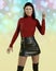Asian woman in leather skirt