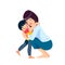 Asian woman mother and child. Mom hugging her son with a lot of love and tenderness. Mother's day, holiday concept
