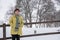 Asian Woman on Mount Gurten, Bern in Winter, Switzerland, Europe