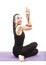 Asian woman palying yoga exercise isolate white background