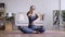 Asian woman pilates exercise yoga in home