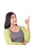 Asian woman posing, get an idea hand gesture