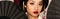 Asian woman with red lips looking