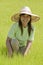 Asian woman in the rice field, Thailand