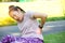 Asian Woman`s stomach aches exercising while woman running side cramps after running