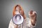 Asian woman Shouting with Megaphone