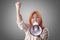 Asian woman Shouting with Megaphone