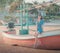 Asian woman sitting on a Beach boat relaxing for summer beach vacation concept